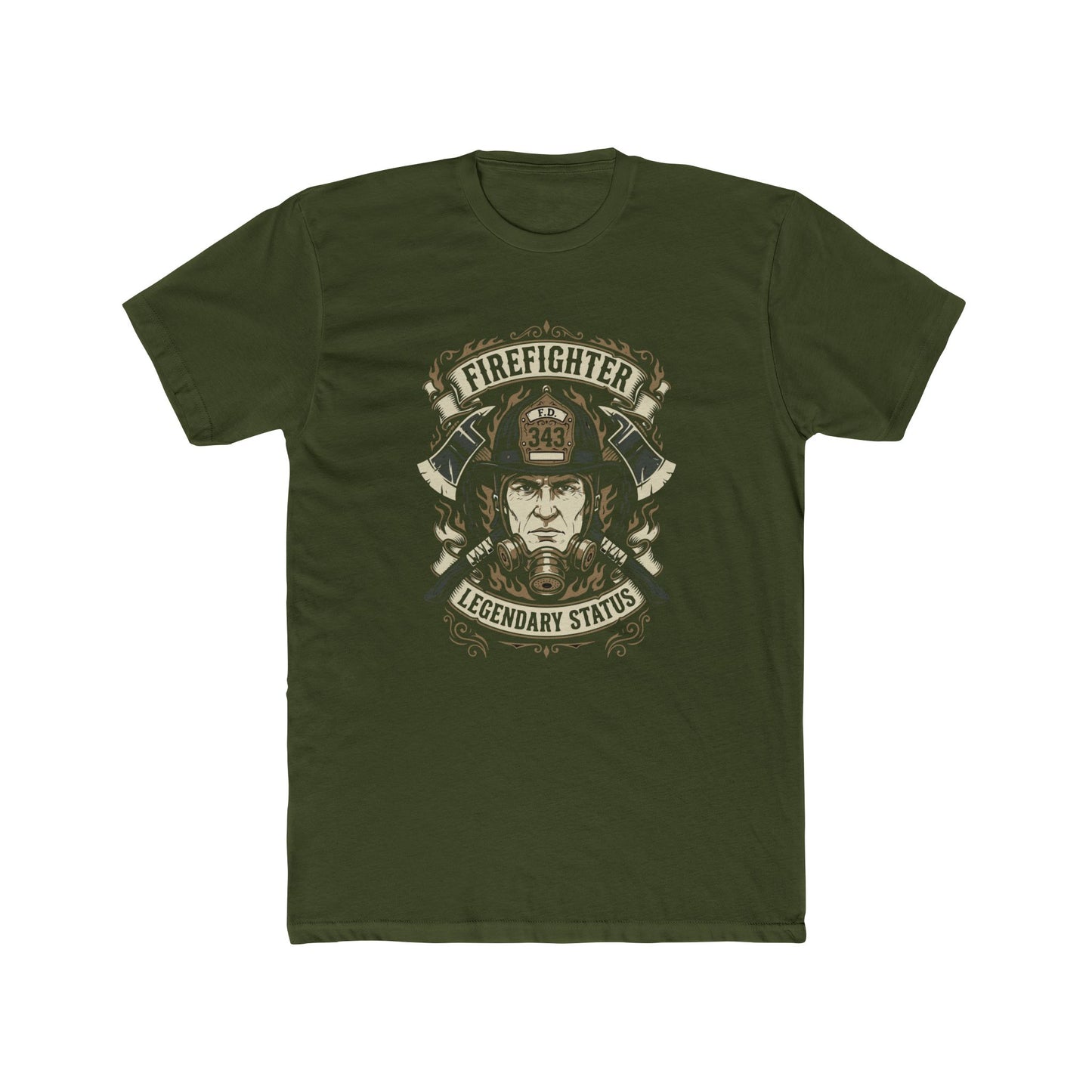 Firefighter Legendary Status T-Shirt — Vintage Fireman Helmet Graphic