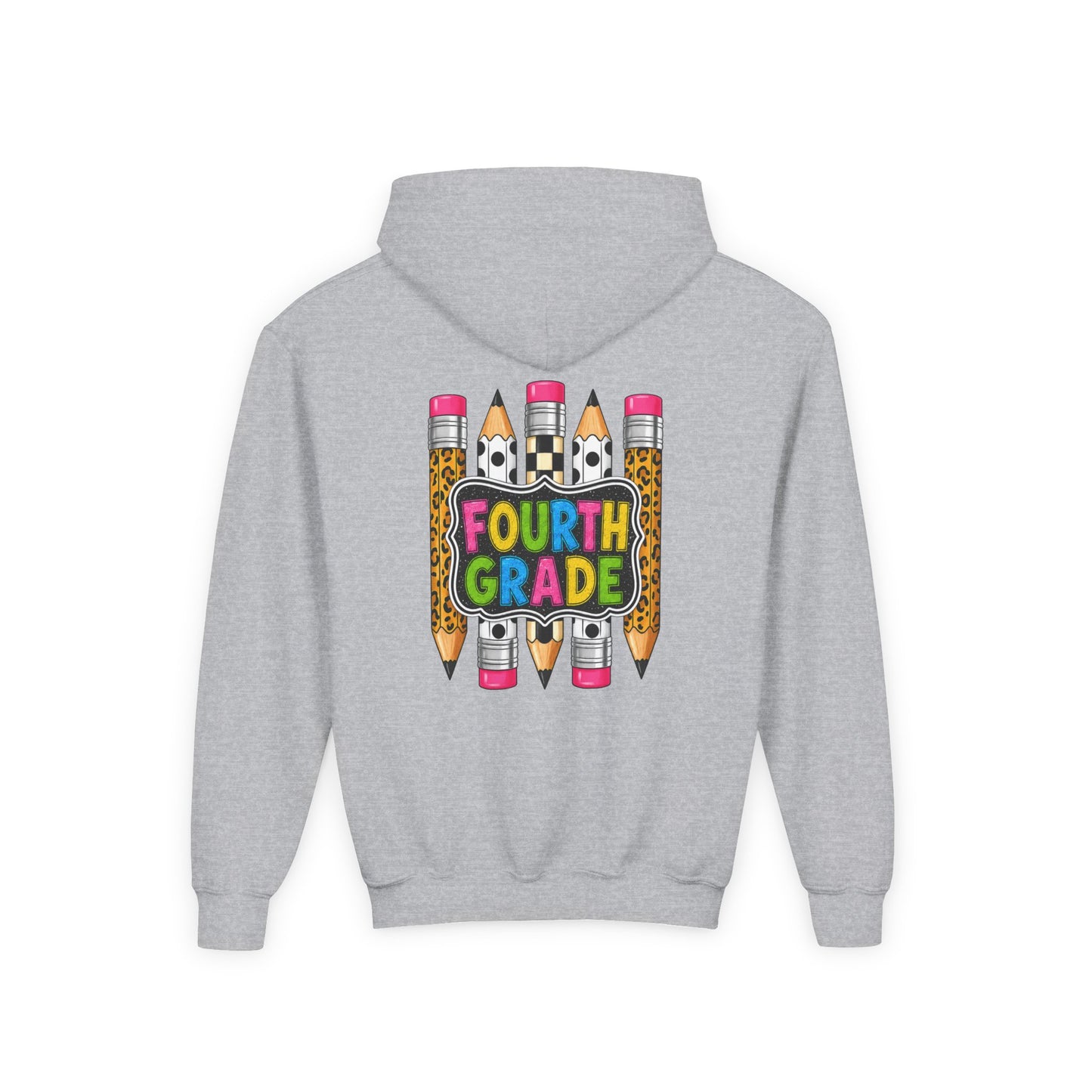 Fourth Grade Kids Hoodie — Colorful Pencil School Sweatshirt