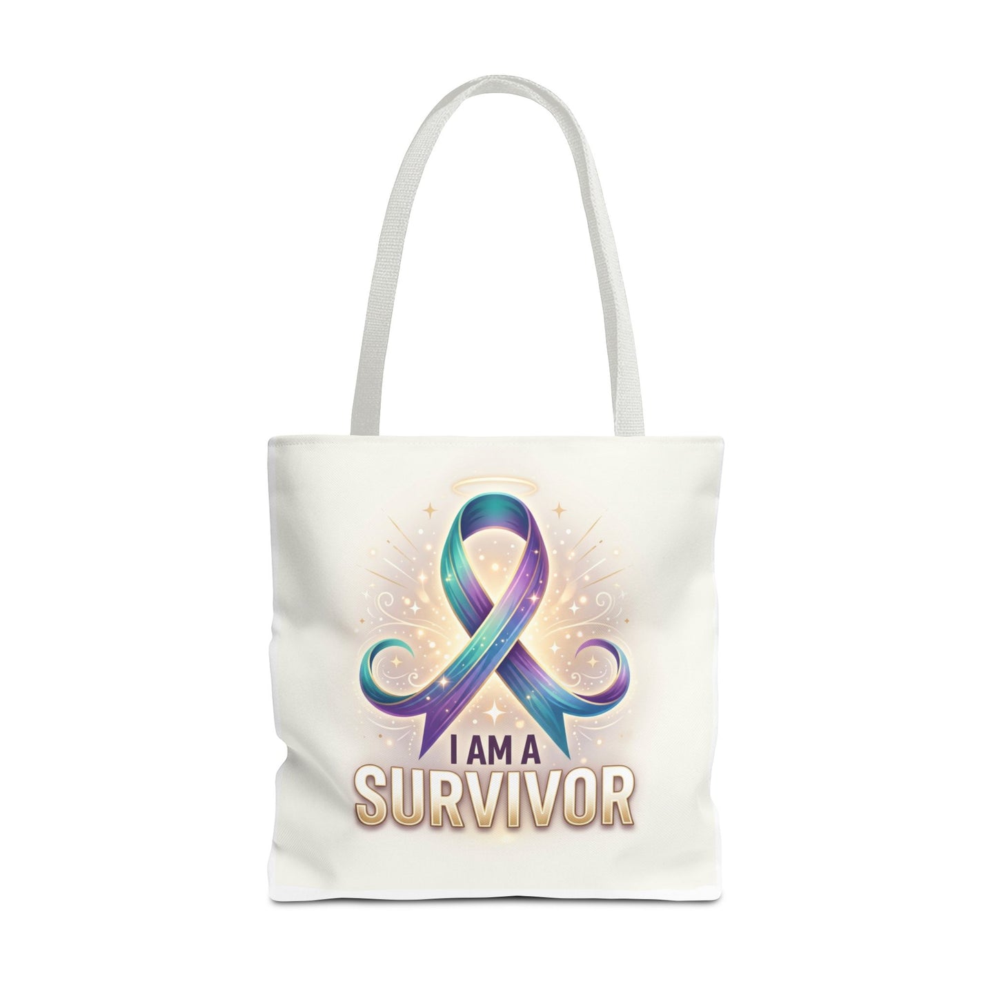 Survivor Ribbon Tote Bag - "I Am a Survivor" Awareness Reusable Shopper
