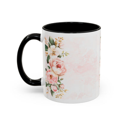 Mom Floral Accent Coffee Mug — Pink Roses Mother's Day Gift (11/15oz)