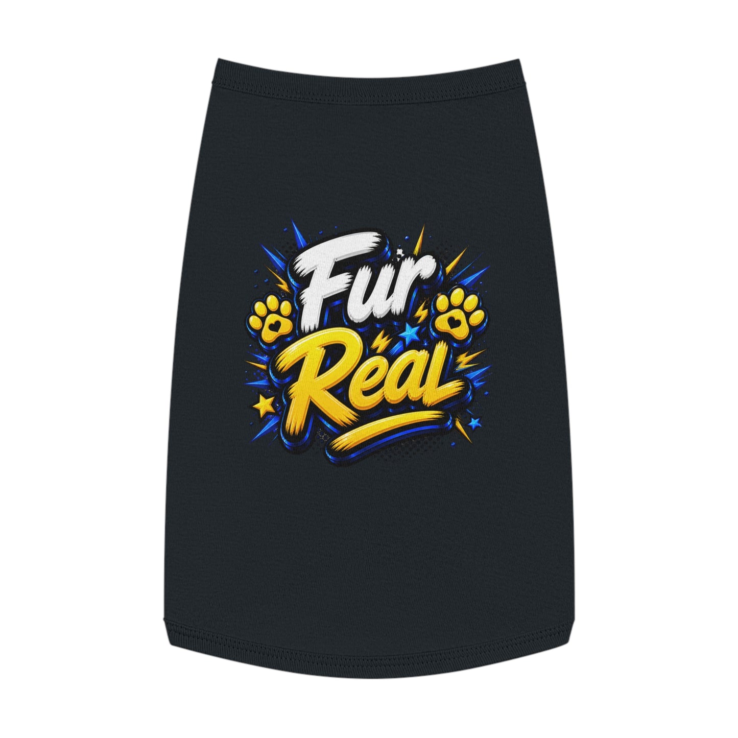 Pet Tank Top - "Fur Real" Graphic Dog & Cat Shirt, Funny Paw Print Pet Tee for Small Dogs & Cats