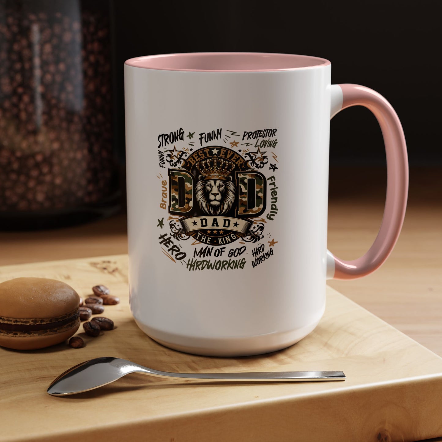 Dad King Lion Coffee Mug — 'Dad: The King' Accent 11/15oz Gift