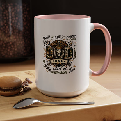Dad King Lion Coffee Mug — 'Dad: The King' Accent 11/15oz Gift