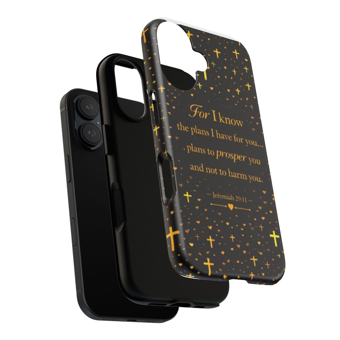 Phone Case — "For I Know" Jeremiah 29:11 Gold Cross Christian Tough Case