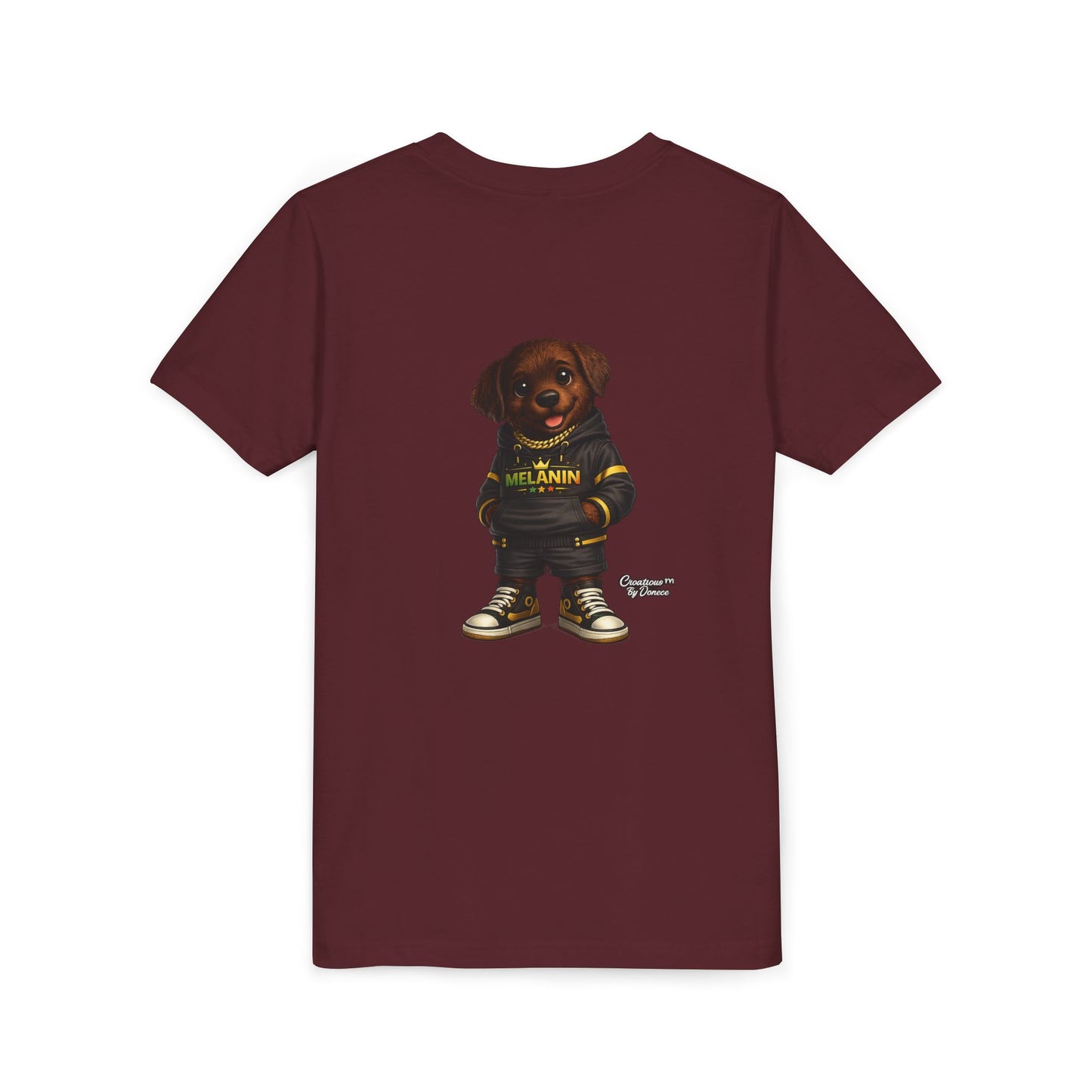 Youth Tee — Cute Puppy "Melanin" Streetwear Graphic