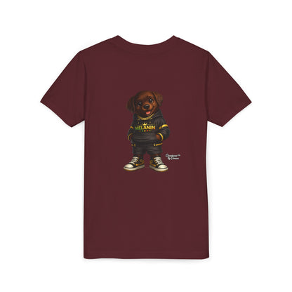 Youth Tee — Cute Puppy "Melanin" Streetwear Graphic