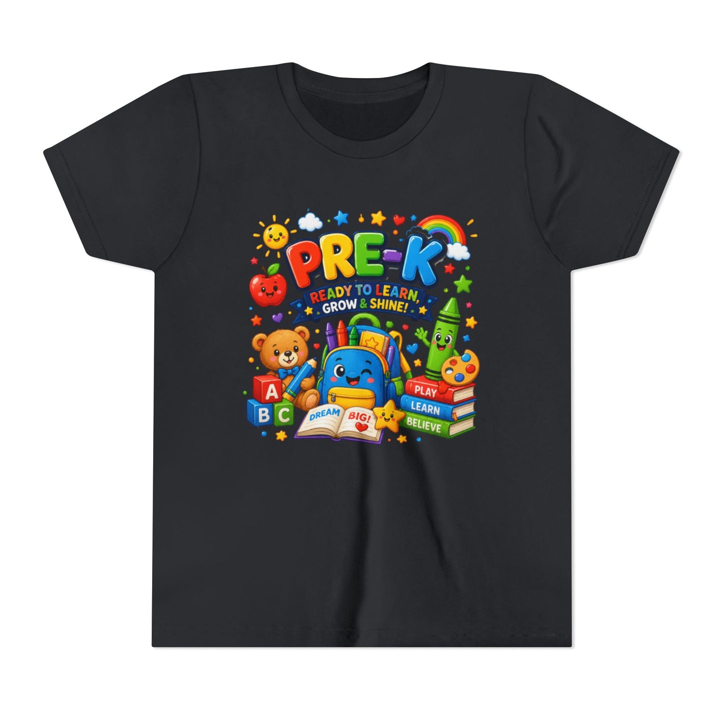 Pre-K Ready To Learn Kids T-Shirt — Colorful Preschool Back-to-School Tee
