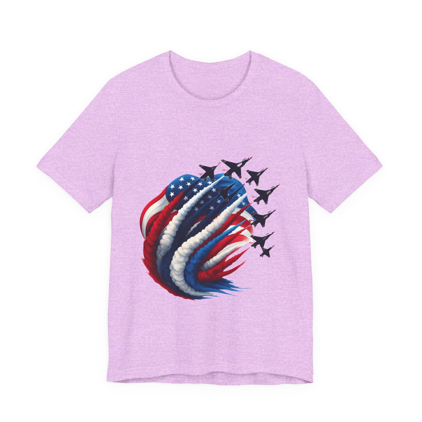Patriotic Jet Flyover T-Shirt — American Flag Smoke Trail Tee