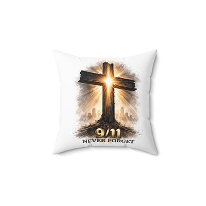 9/11 Never Forget Memorial Pillow - Cross Remembrance Decorative Throw Pillow