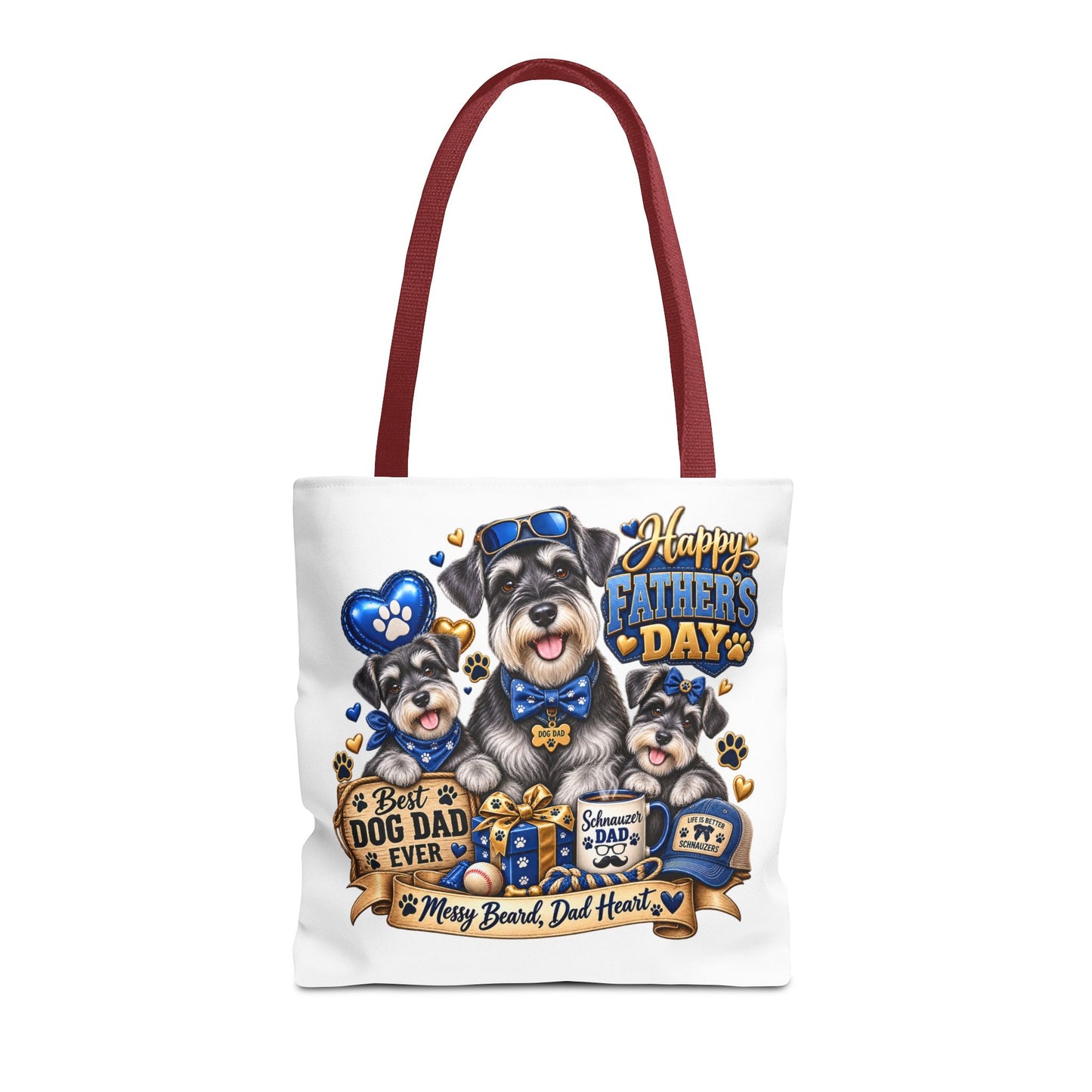 Father’s Day Dog Dad Tote Bag – “Happy Father’s Day” Schnauzer Design