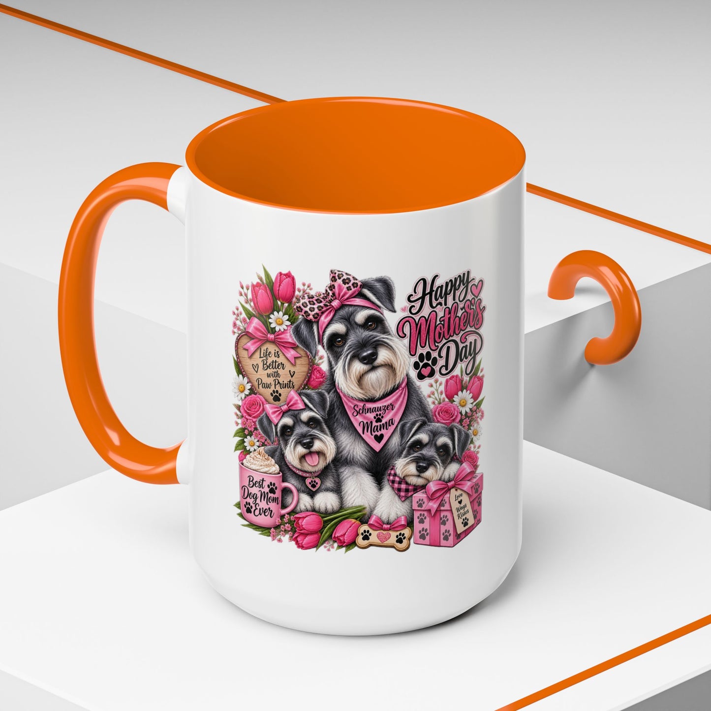 Mother's Day Schnauzer Coffee Mug — Happy Mother’s Day Dog Mom Accent Mug