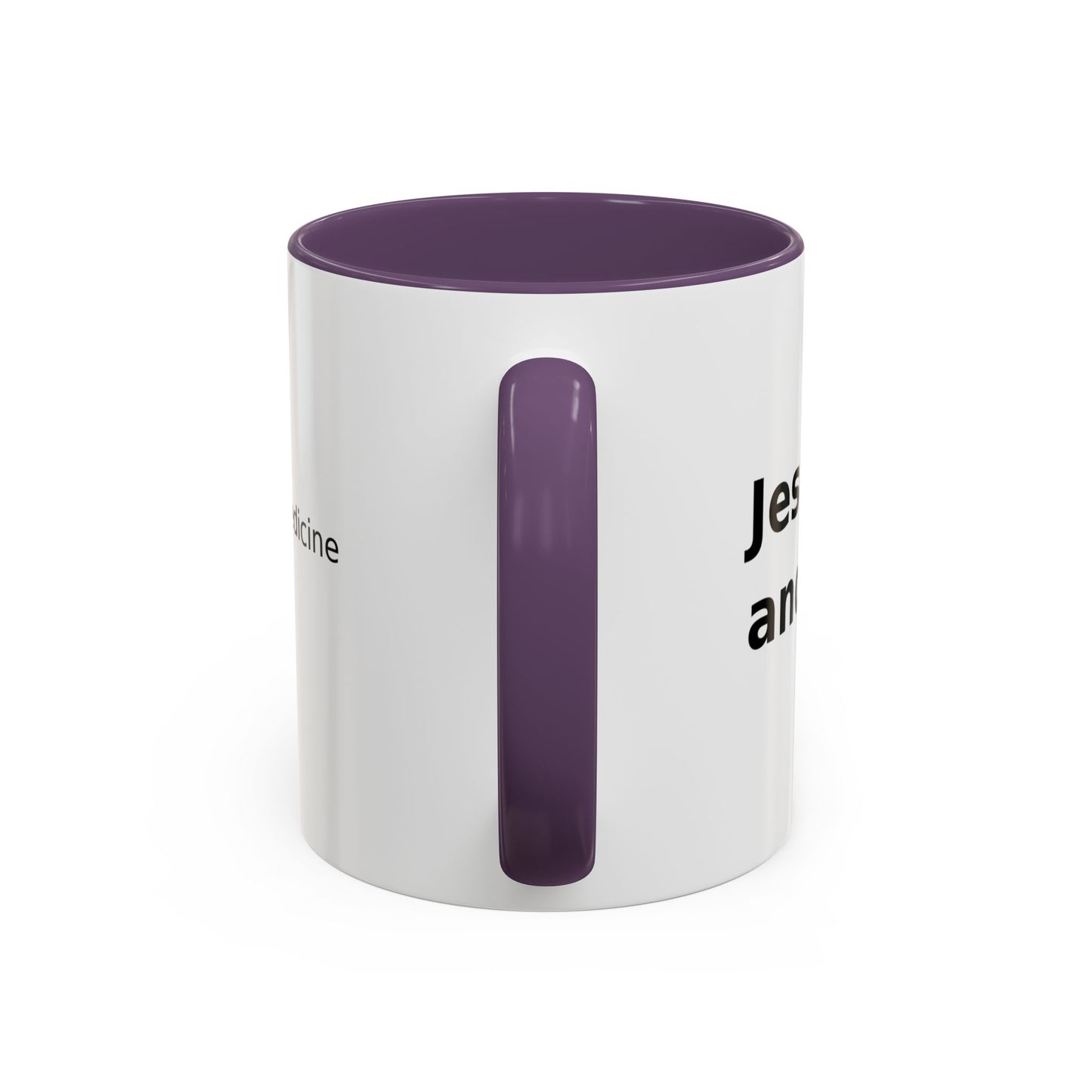 Accent Coffee Mug — “Faith + Medicine: Insulin Saves” Black-Accent Mug (11/15 oz)