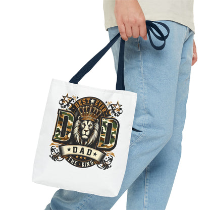 Best Ever Dad Tote Bag — 'Dad the King' Lion Crown Design, Father's Day Gift