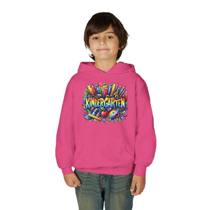 Kindergarten Kids Hoodie — Colorful School Supplies Back-to-School Sweatshirt