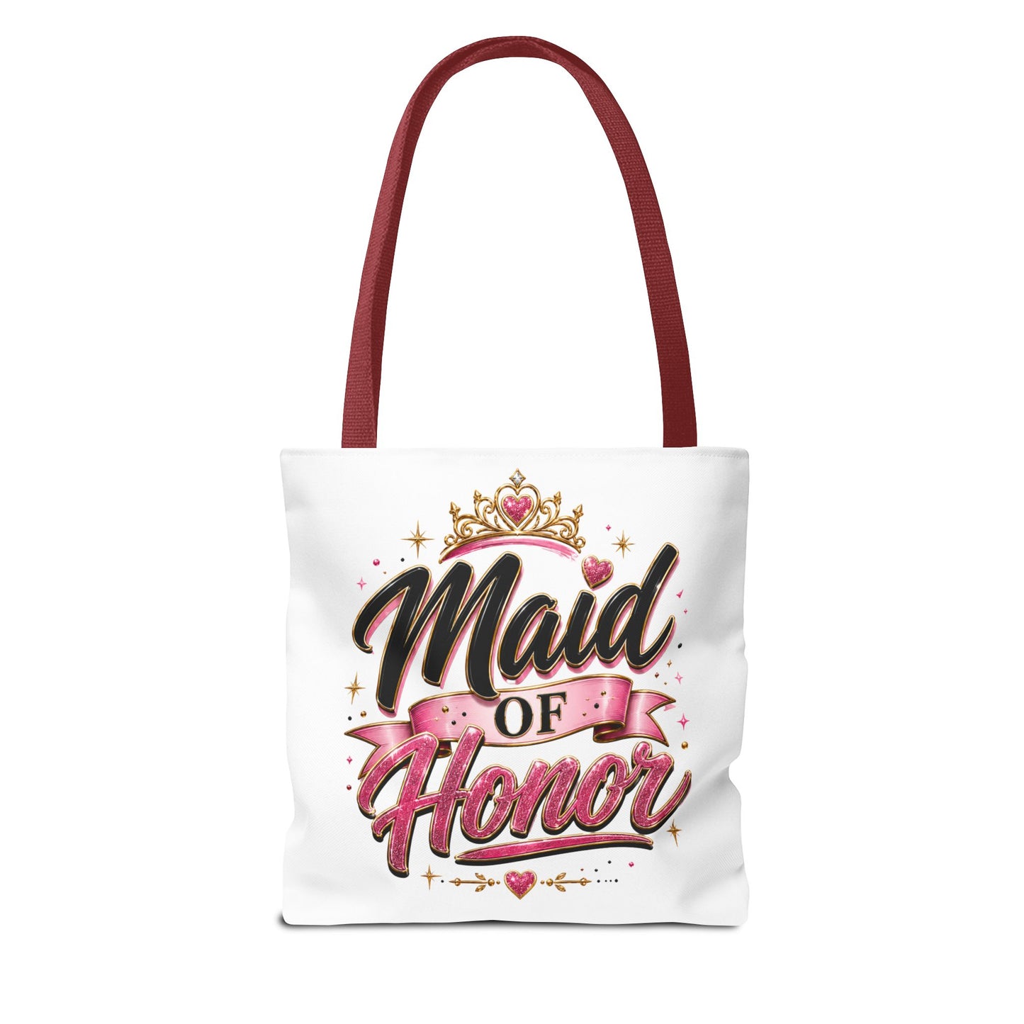 Maid of Honor Tote Bag — Pink Crown Bridal Party Tote for Weddings & Bachelorette