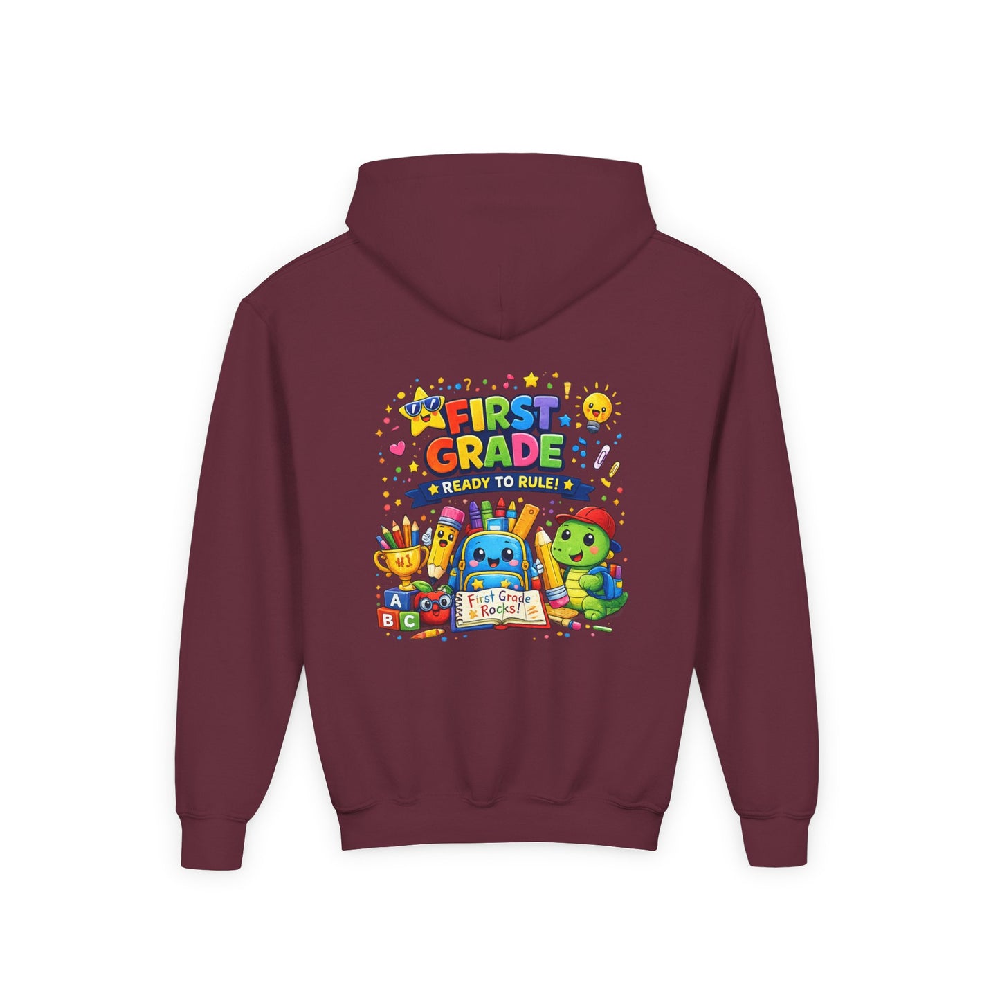 First Grade Hoodie - "First Grade Ready To Rule" Kids Back-to-School Sweatshirt