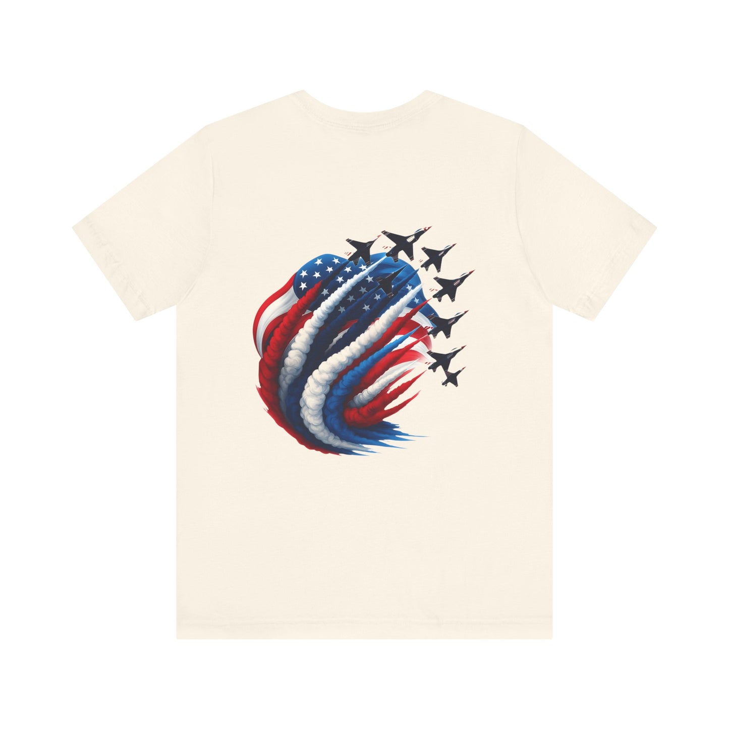 Patriotic Jet Flyover T-Shirt — American Flag Smoke Trail Tee