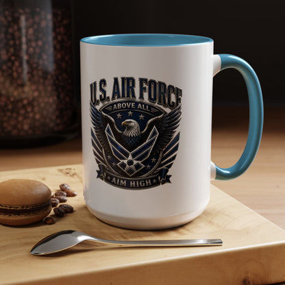 U.S. Air Force Eagle Coffee Mug – "Aim High" Accent Ceramic Mug (11/15oz)