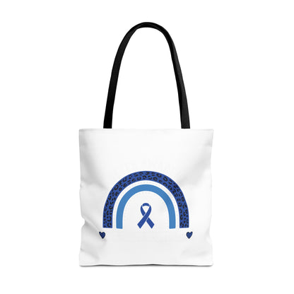 Blue Awareness Ribbon Rainbow Tote Bag – Support & Hope Everyday Tote