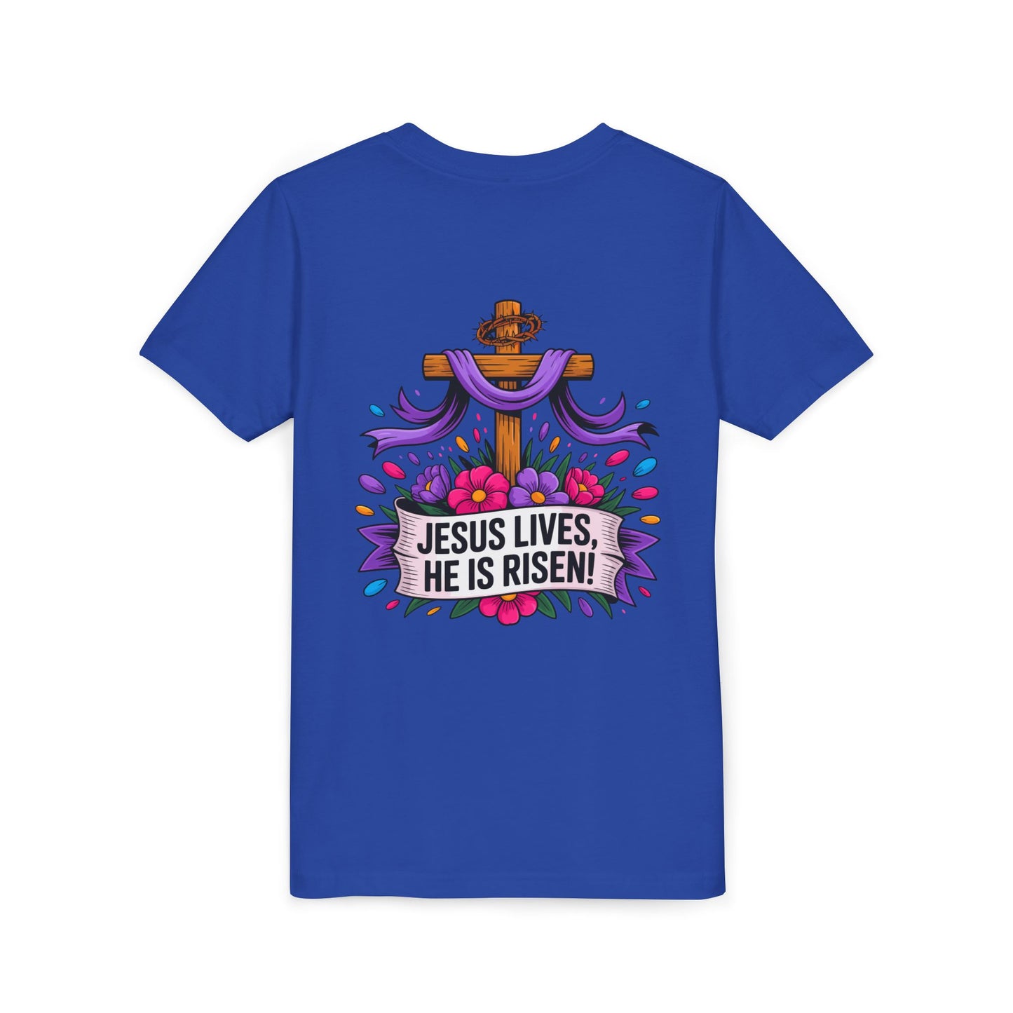 Youth Tee — "Jesus Lives, He Is Risen!" Easter Christian Tee