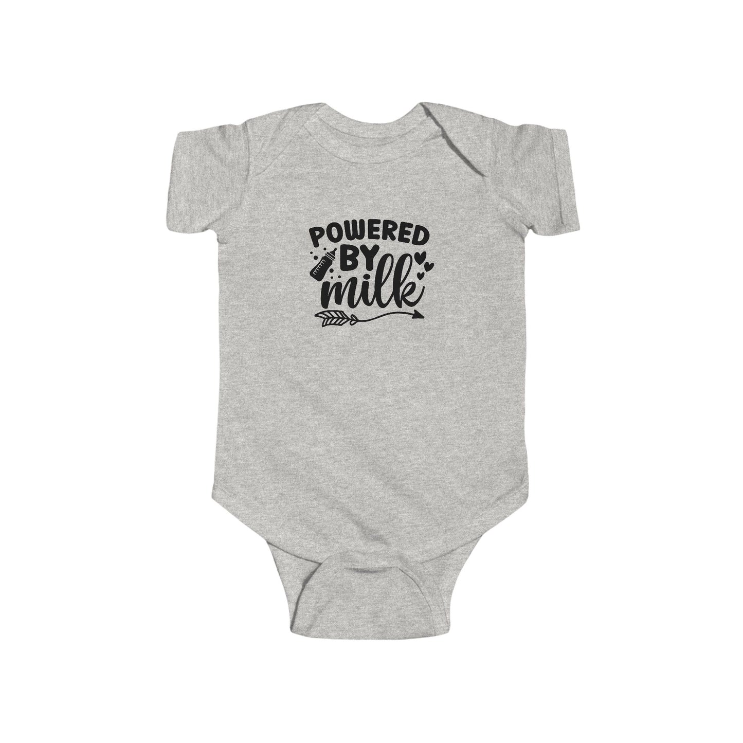 Baby Bodysuit - "Powered by Milk" Cute Infant Onesie, Newborn Gift
