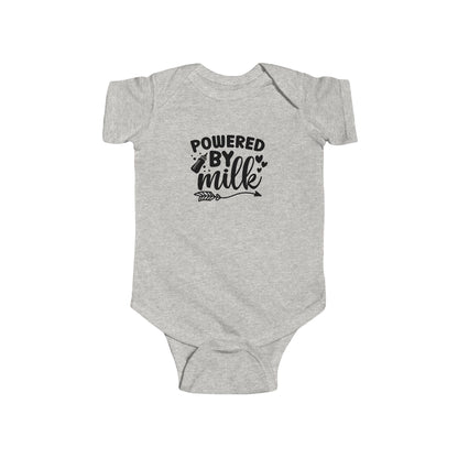 Baby Bodysuit - "Powered by Milk" Cute Infant Onesie, Newborn Gift