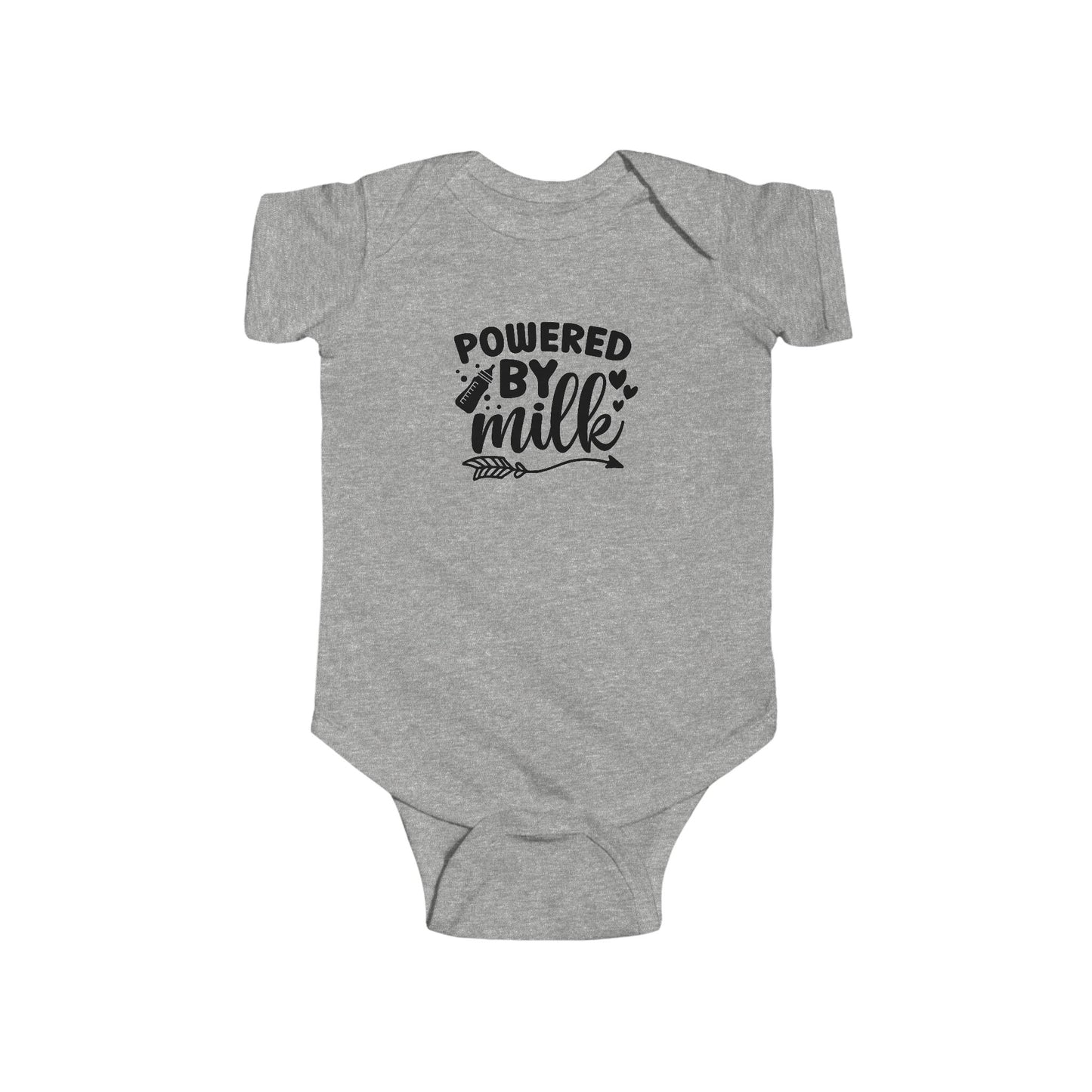 Baby Bodysuit - "Powered by Milk" Cute Infant Onesie, Newborn Gift