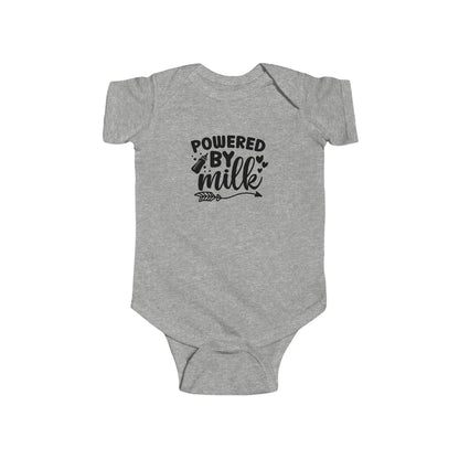 Baby Bodysuit - "Powered by Milk" Cute Infant Onesie, Newborn Gift