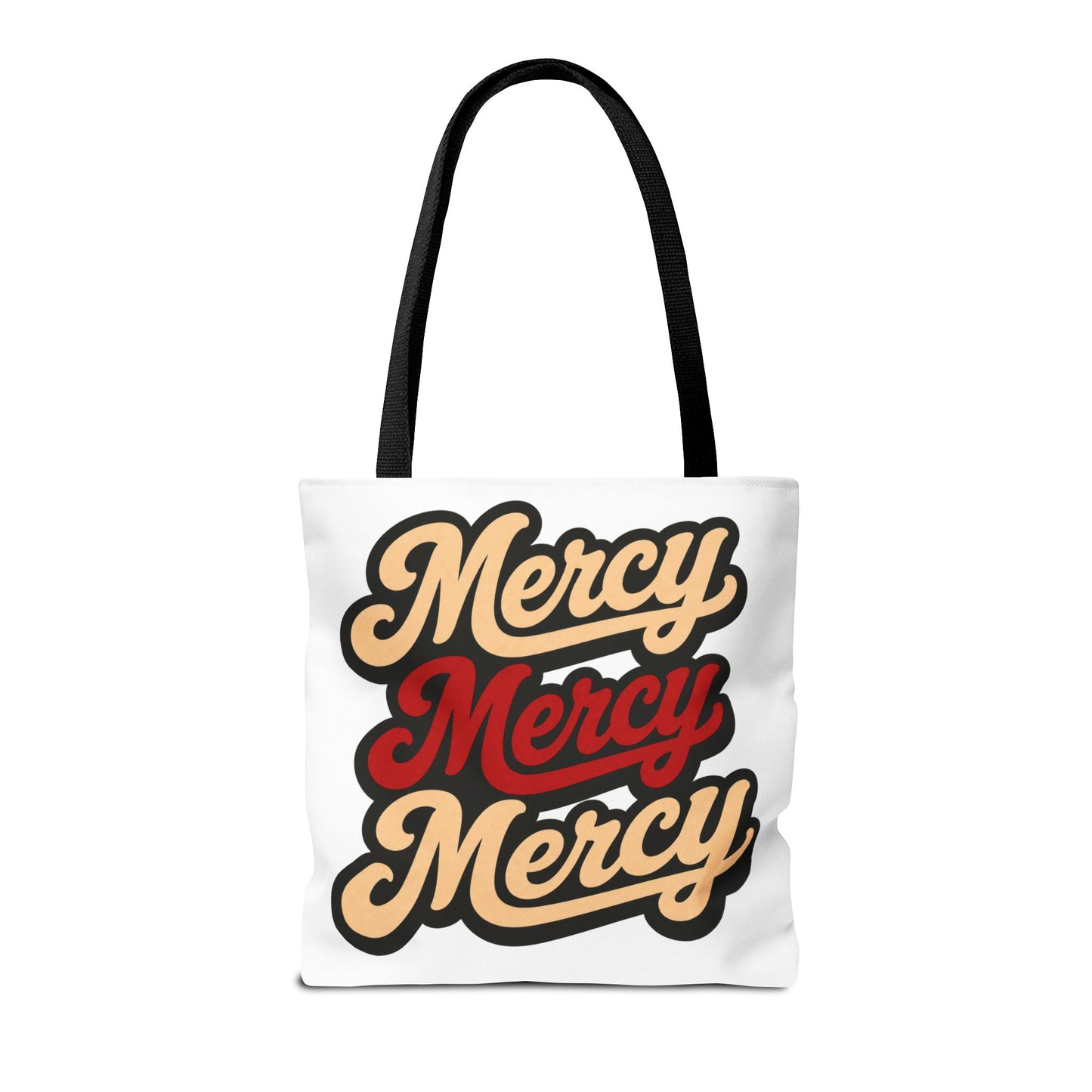 Mercy Mercy Mercy Retro Script Tote Bag — Vintage Typography Canvas Tote