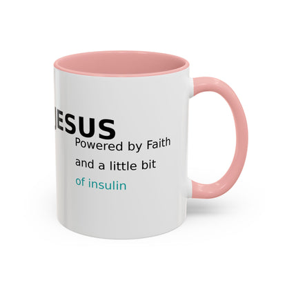 Christian Diabetes Coffee Mug – "Powered by Faith and a Little Bit of Insulin" Accent Mug (11/15oz)