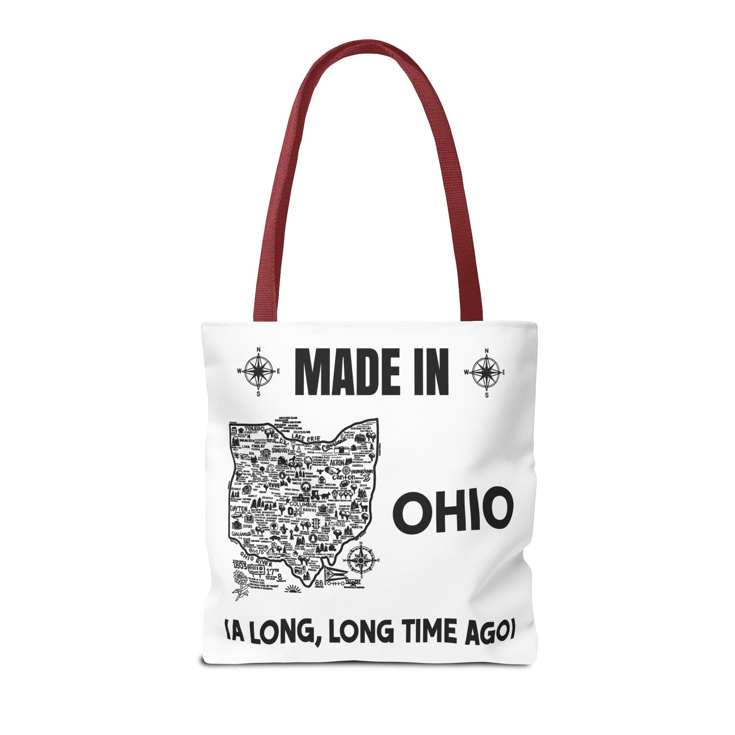Made in Ohio Tote Bag — Vintage Map Design "A Long, Long Time Ago"