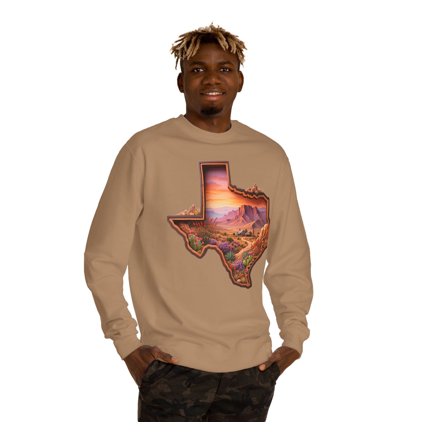 Texas Sunset Crewneck Sweatshirt — Scenic Lone Star State Landscape