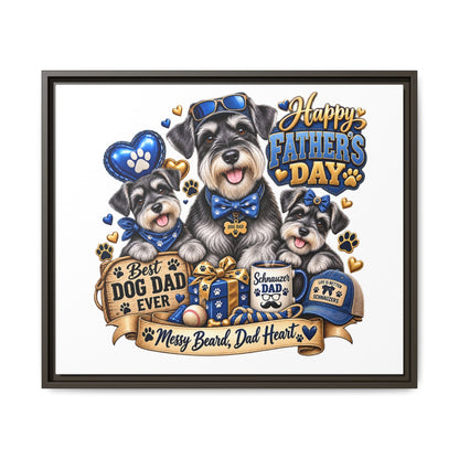 Happy Father's Day Schnauzer Canvas – Best Dog Dad Ever Framed Wall Art