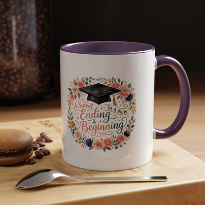 Graduation Floral Coffee Mug — "A Sweet Ending to a New Beginning"