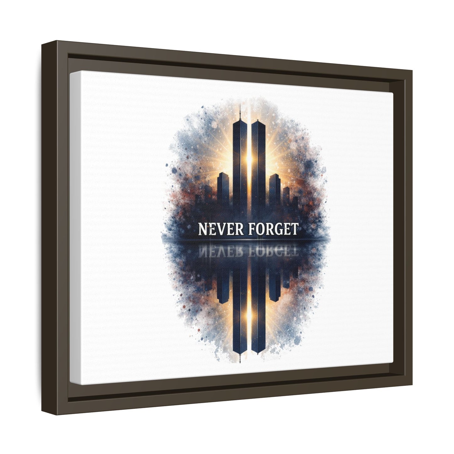 Never Forget Twin Towers Framed Canvas Print