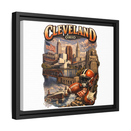 Cleveland Ohio Collage Framed Canvas Print