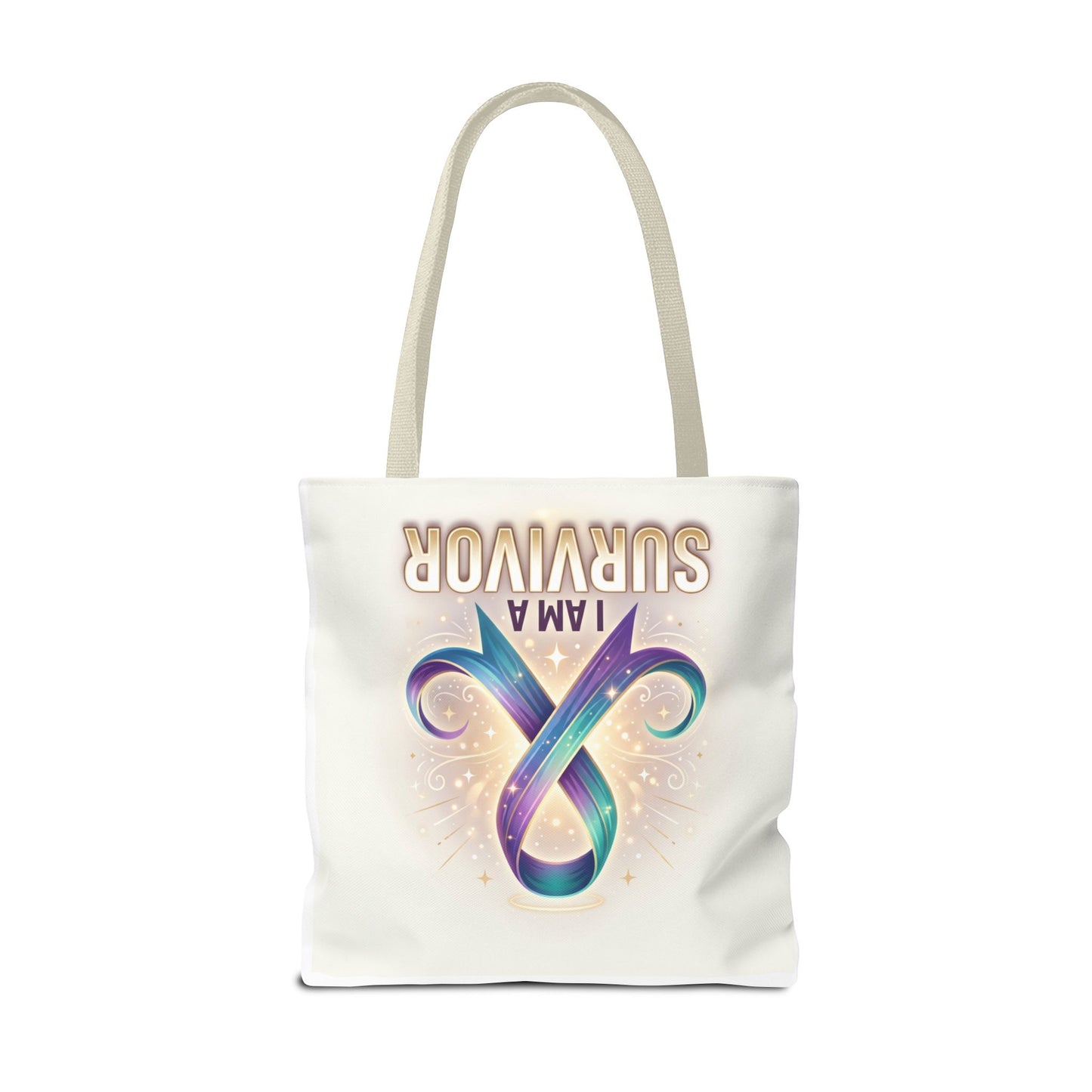 Survivor Ribbon Tote Bag - "I Am a Survivor" Awareness Reusable Shopper