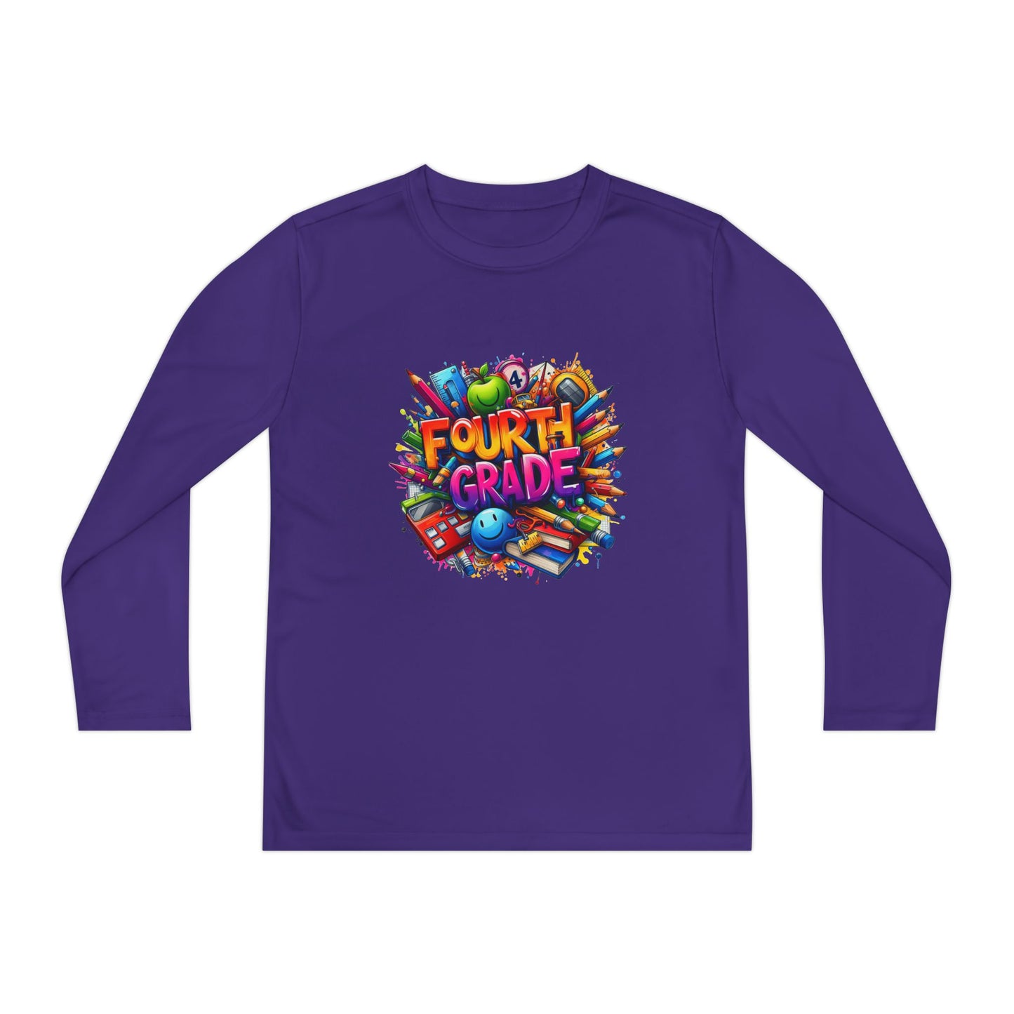 Fourth Grade Long Sleeve Tee — Colorful School Kids Shirt