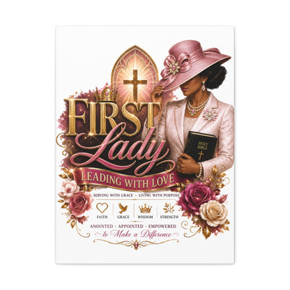 First Lady Leading With Love Canvas Wall Art — Faith-Based Church Decor
