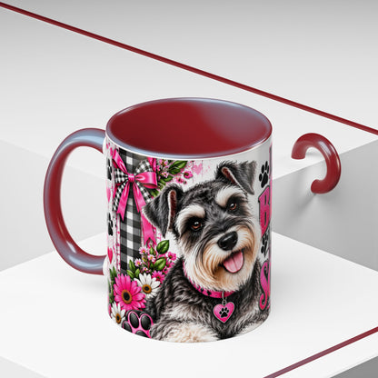 Life Is Better With A Miniature Schnauzer Accent Coffee Mug — Pink Paw Print Dog Lover Gift (11/15oz)