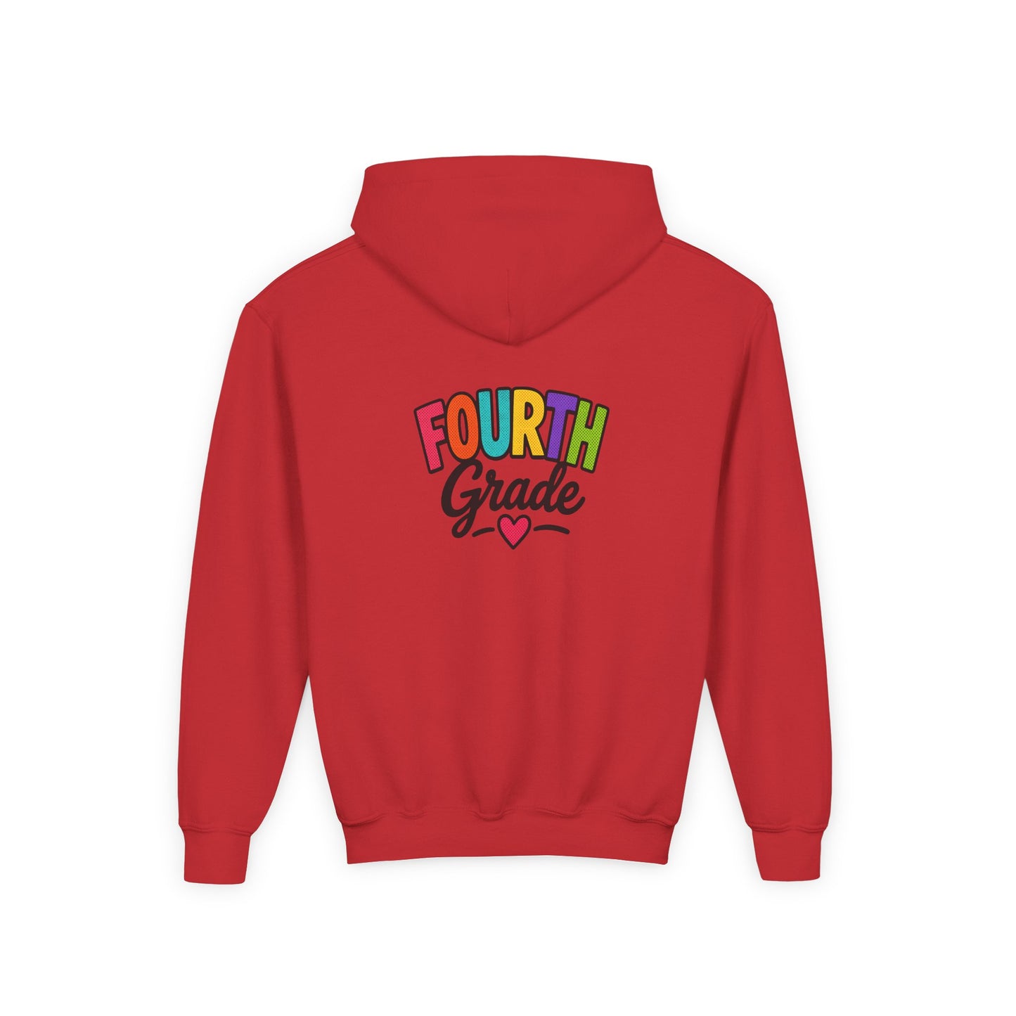 Fourth Grade Hoodie — Colorful Kids School Sweatshirt (“Fourth Grade” with Heart)