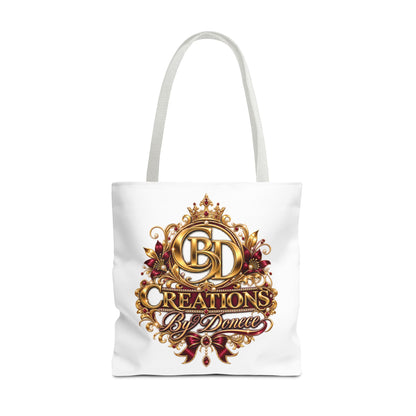 Tote Bag — Creations By Denee Ornate Gold Logo Tote (Designer Logo, Elegant Floral Crest)