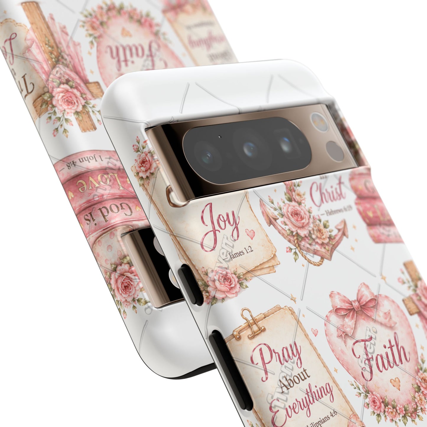 Faith Floral Phone Case – Christian Inspirational Scripture iPhone Cover (Choose Joy, Pray, Faith)