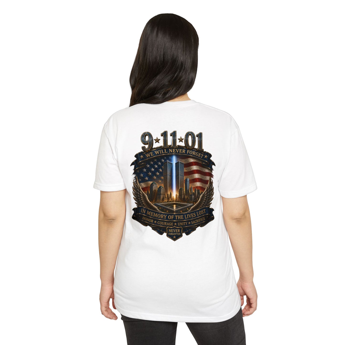 9/11 Memorial T-Shirt — "We Will Never Forget" Tribute Tee