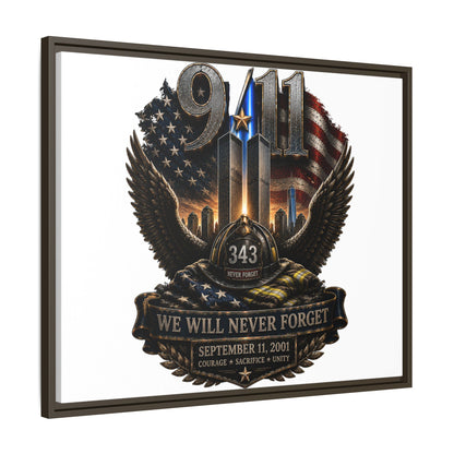 9/11 Memorial Matte Canvas Print — "We Will Never Forget" Framed Tribute