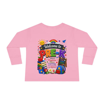 Welcome to Pre-K Toddler Long Sleeve Tee — Colorful Back-to-School Preschool Shirt