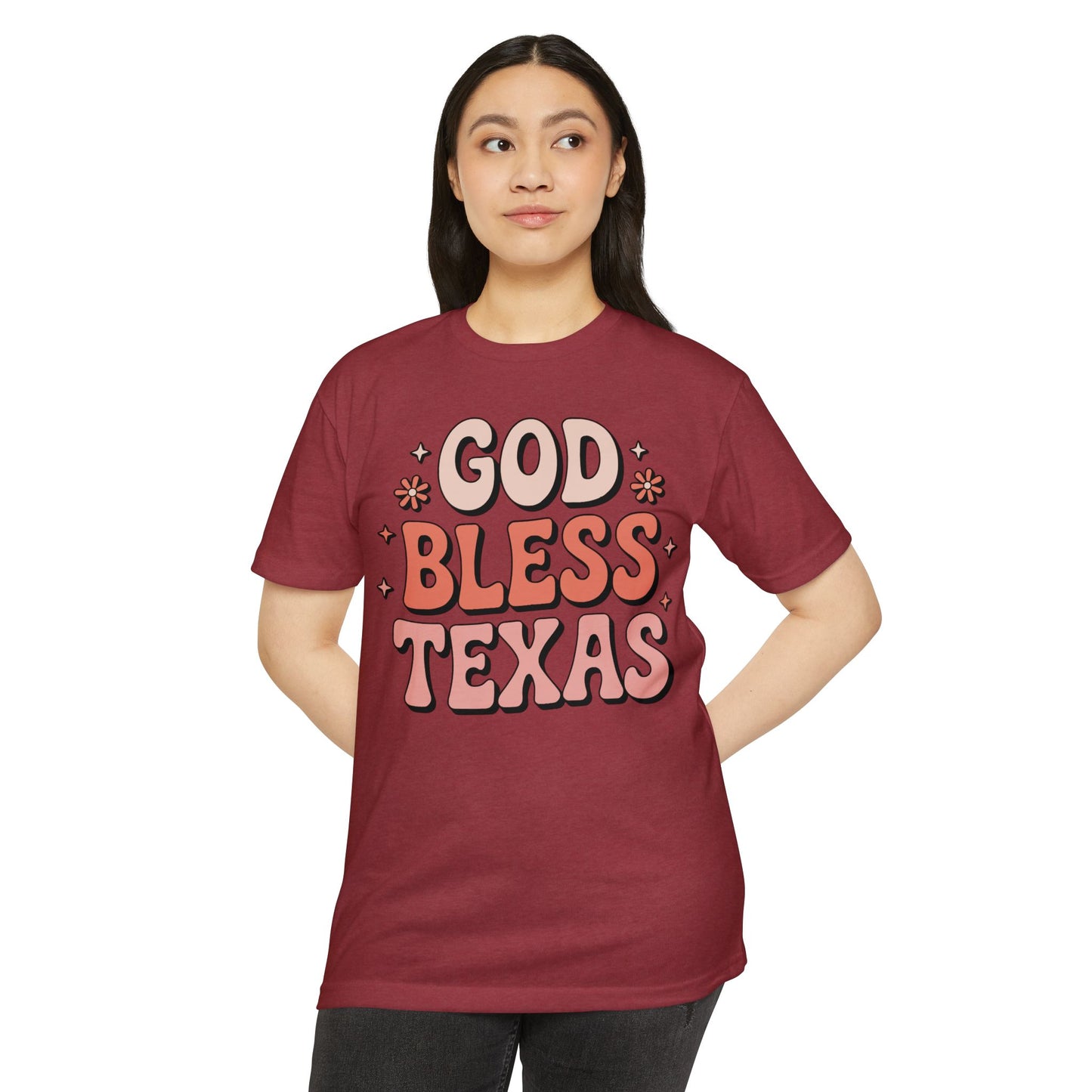 God Bless Texas T-Shirt — Retro Floral State Pride Tee