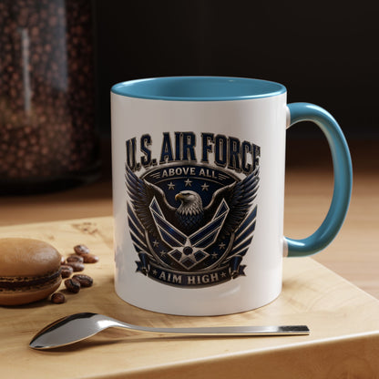 U.S. Air Force Eagle Coffee Mug – "Aim High" Accent Ceramic Mug (11/15oz)