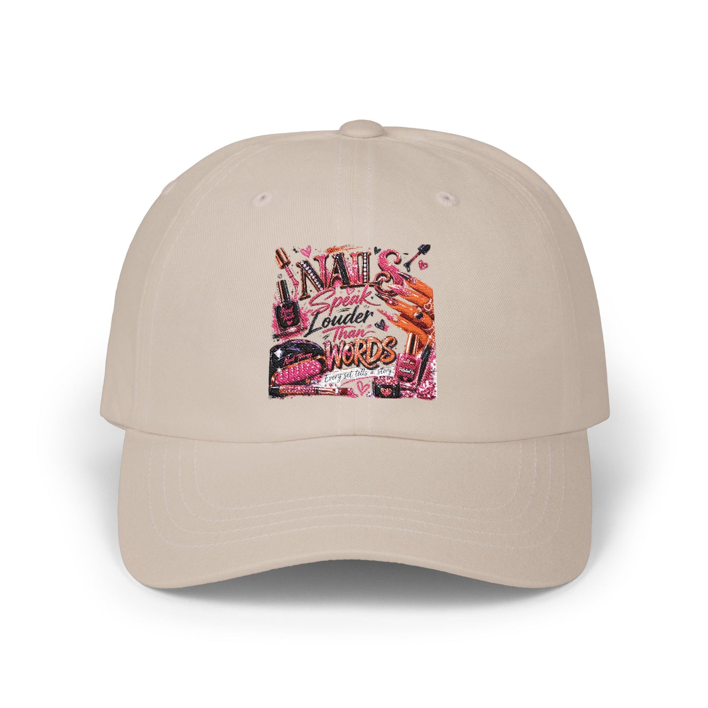 Emo Retro Graphic Dad Cap – "Louder Than Words" Pink Collage Hat