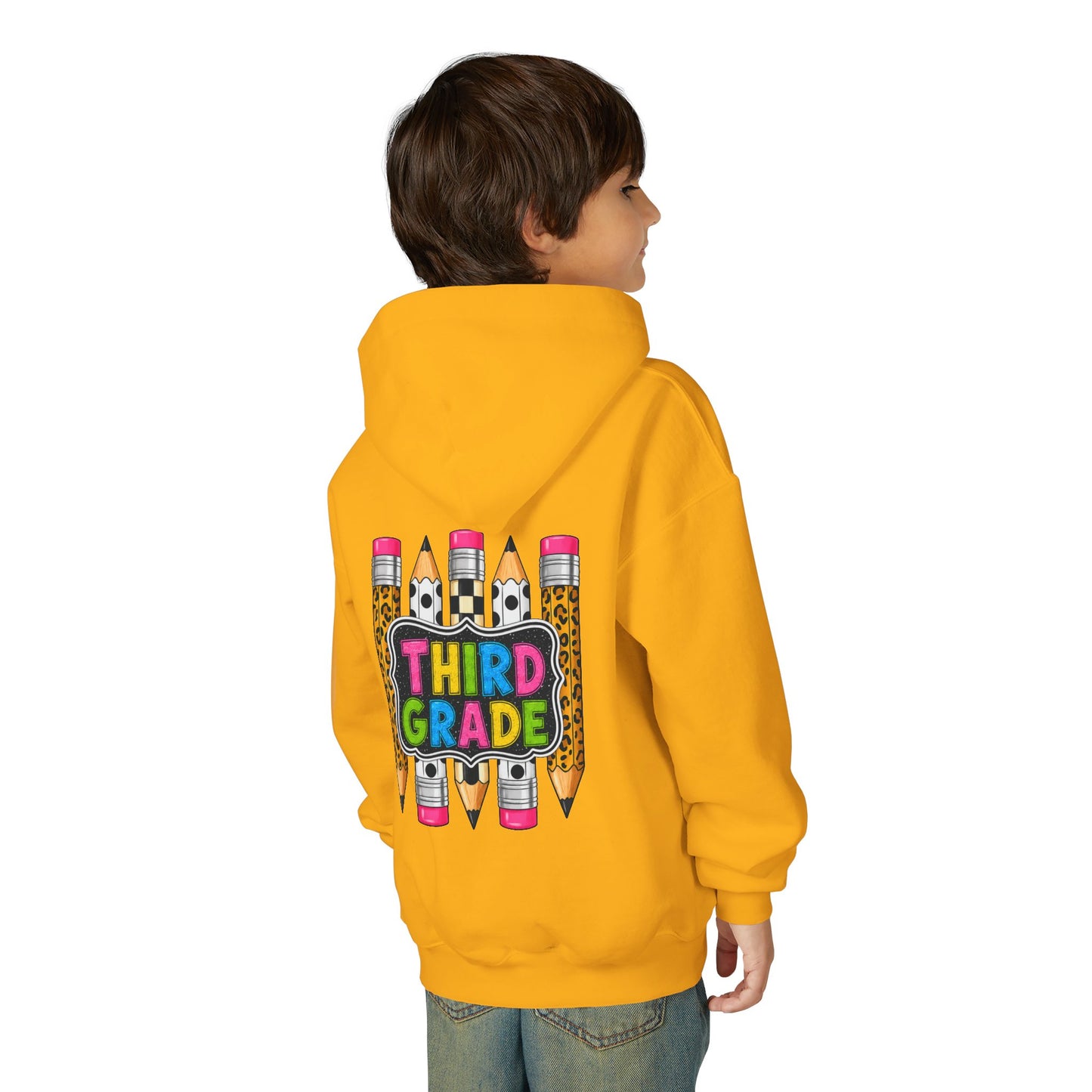 Third Grade Kids Hoodie — Cute Pencil Back-to-School Sweatshirt